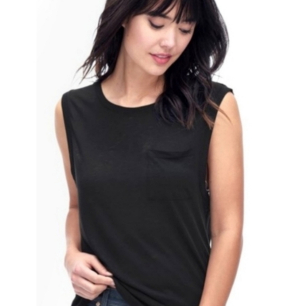 SPLENDID Relaxed Fit Black Slub Tank Top